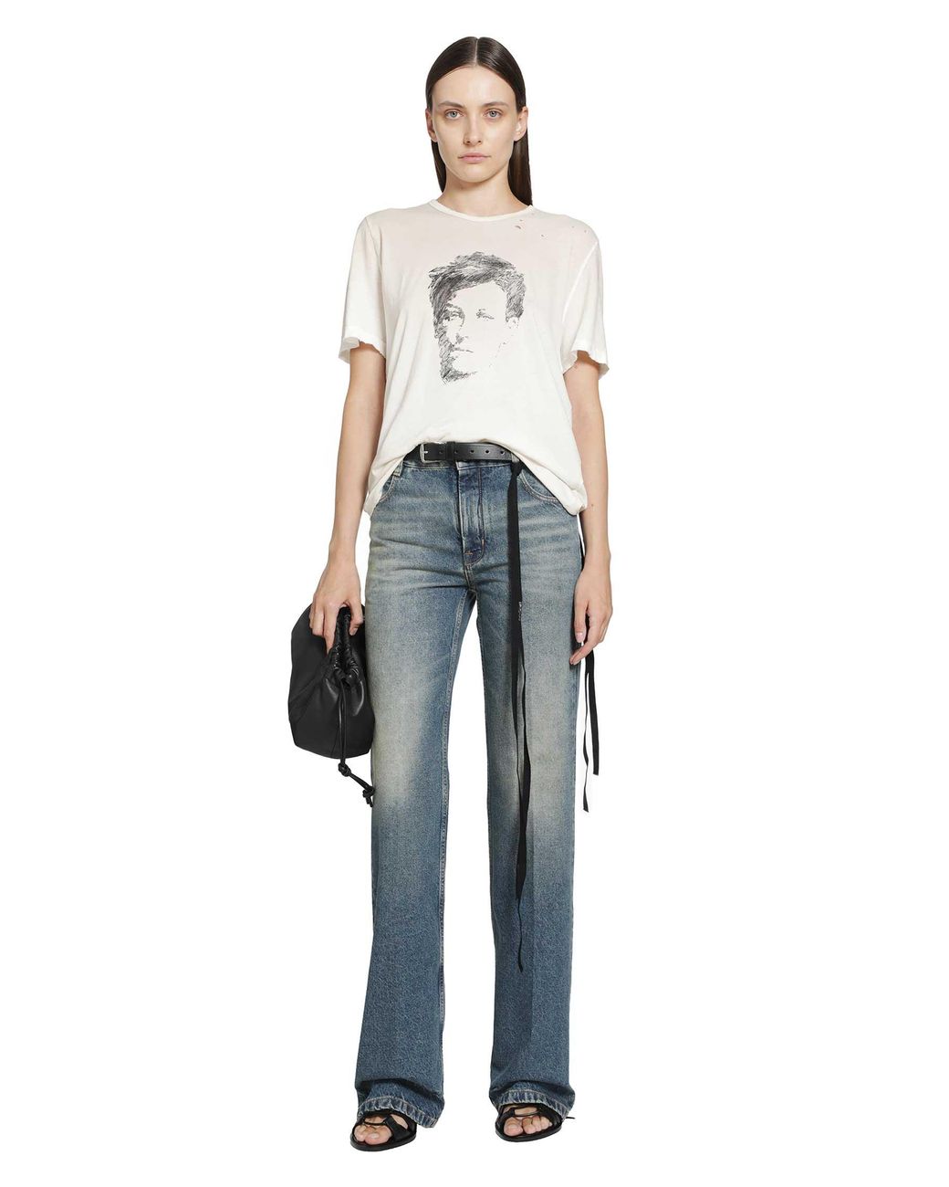 Ann Demeulemeester White Fanie 'Portrait' Standard Fit T-Shirt