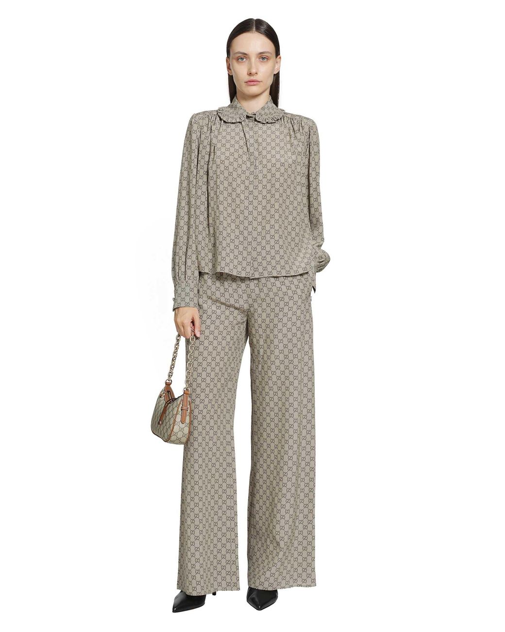 Gucci Gray Printed Silk Shirt