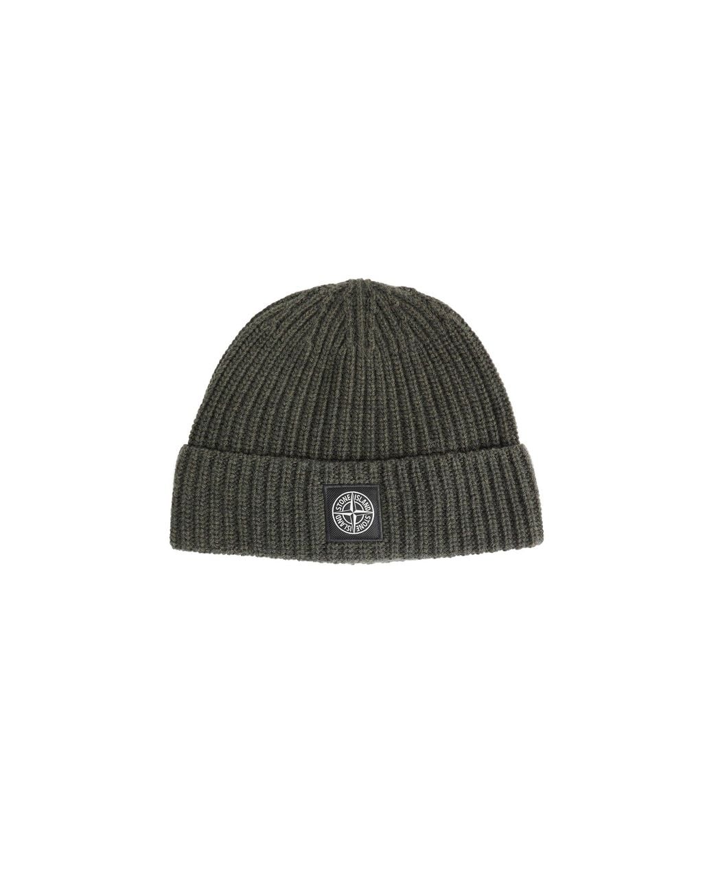 Stone Island Green N100012 Ribbed Knit Beanie for men