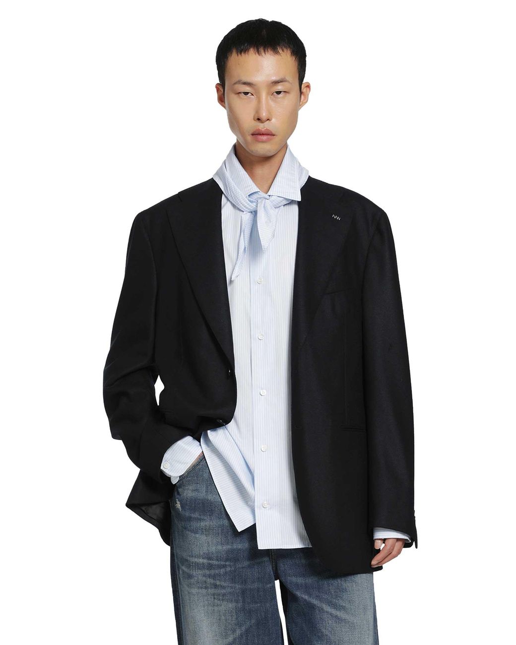 SALON C. LUNDMAN Black Heavy Flannel Blazer for men