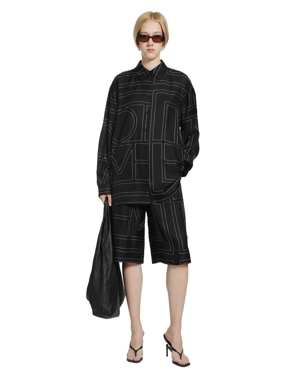 Totême Black Classic Embroidered Shirt