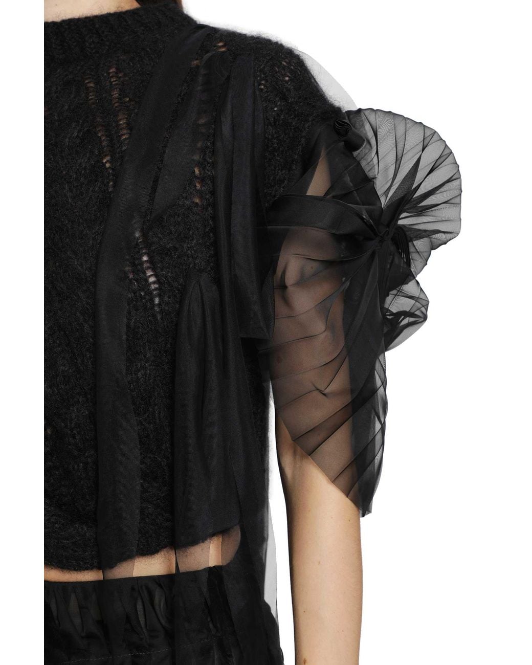 PAULINE DUJANCOURT Black Francisca Pleated Hand-Knit Vest