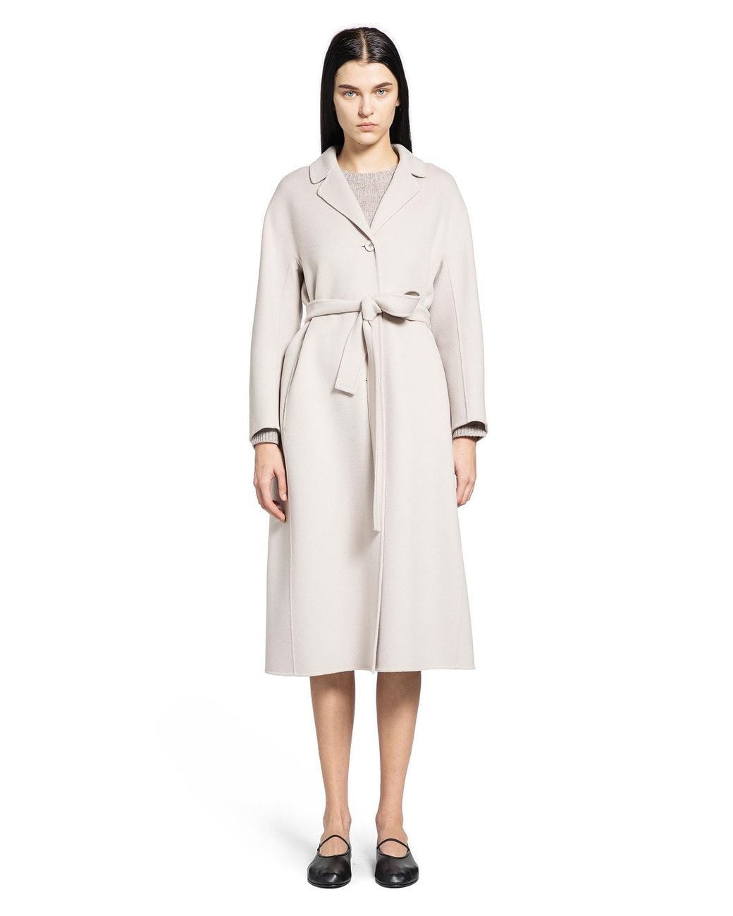 Max Mara White Flared Wool Coat
