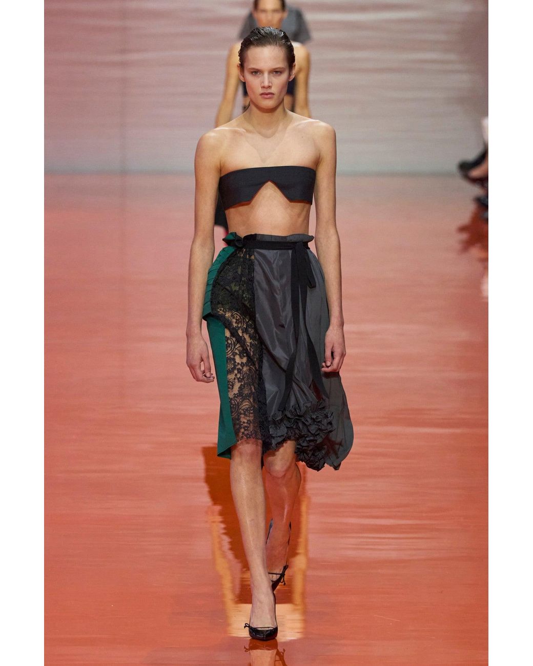 Prada Black Technical Taffeta Patchwork Skirt