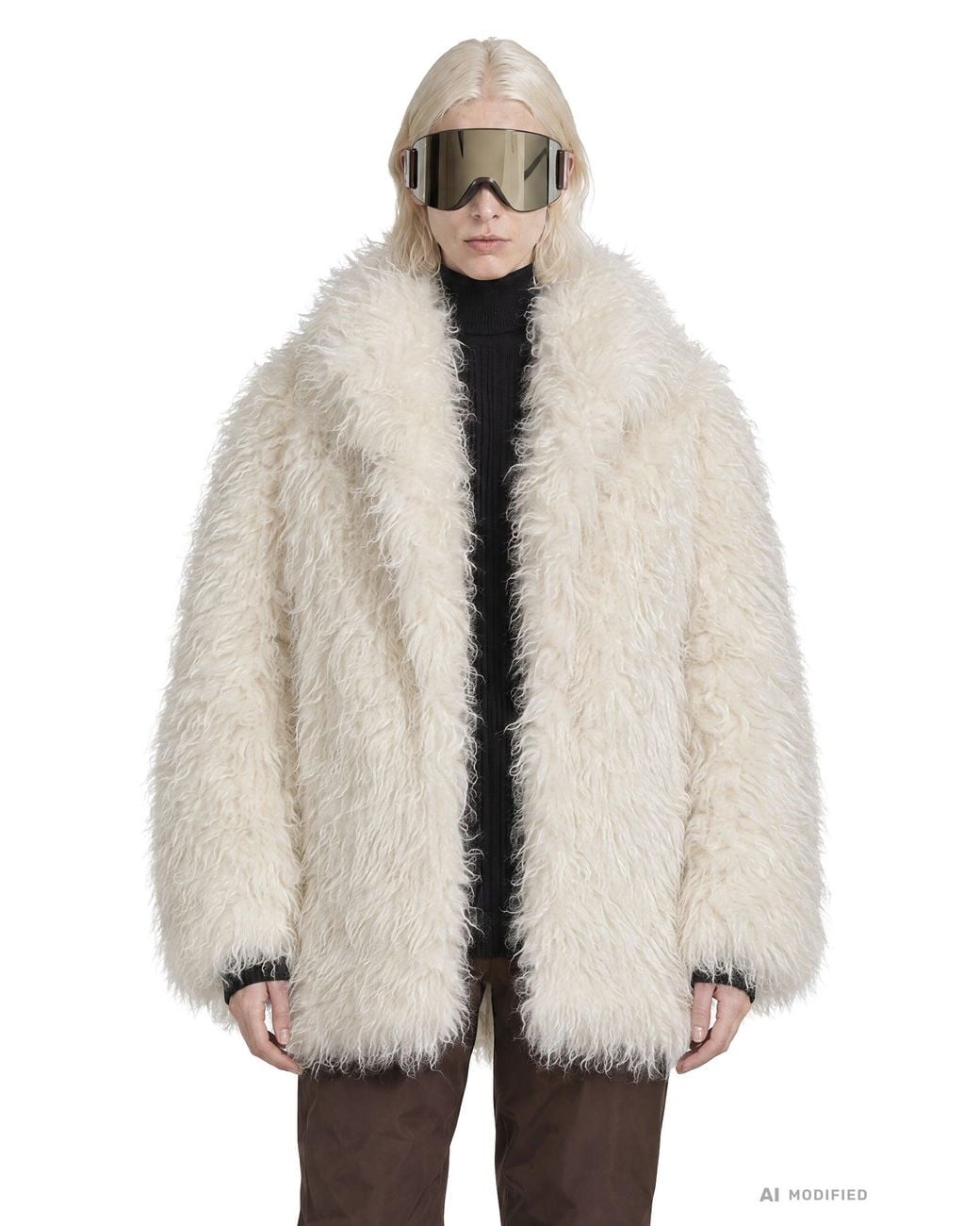 Moncler Natural Malencos Padded Faux Fur Jacket