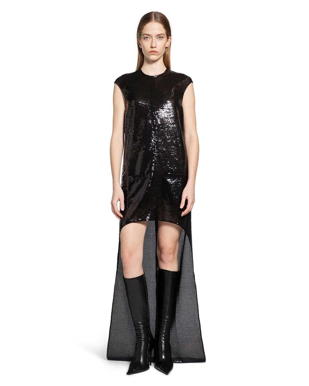 Courreges Black Circle Edged Sequins Long Dress