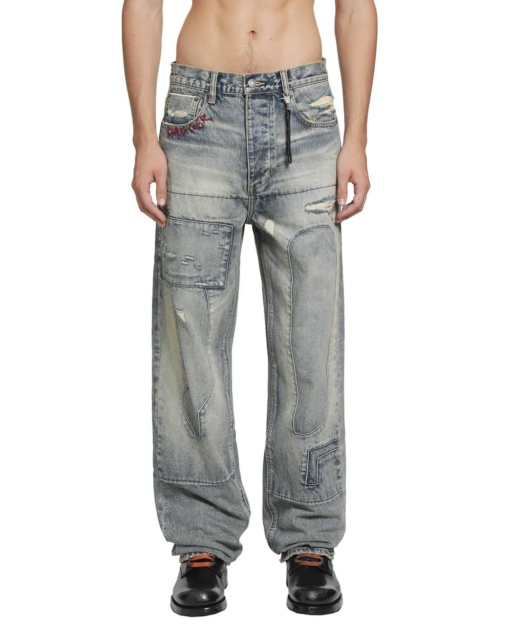 DAGGER Gray Sid Mended Jeans for men