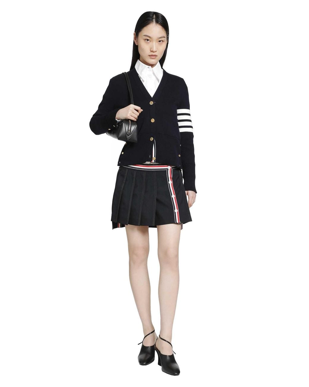Thom Browne Black Milano Classic 4-Bar V-Neck Cardigan