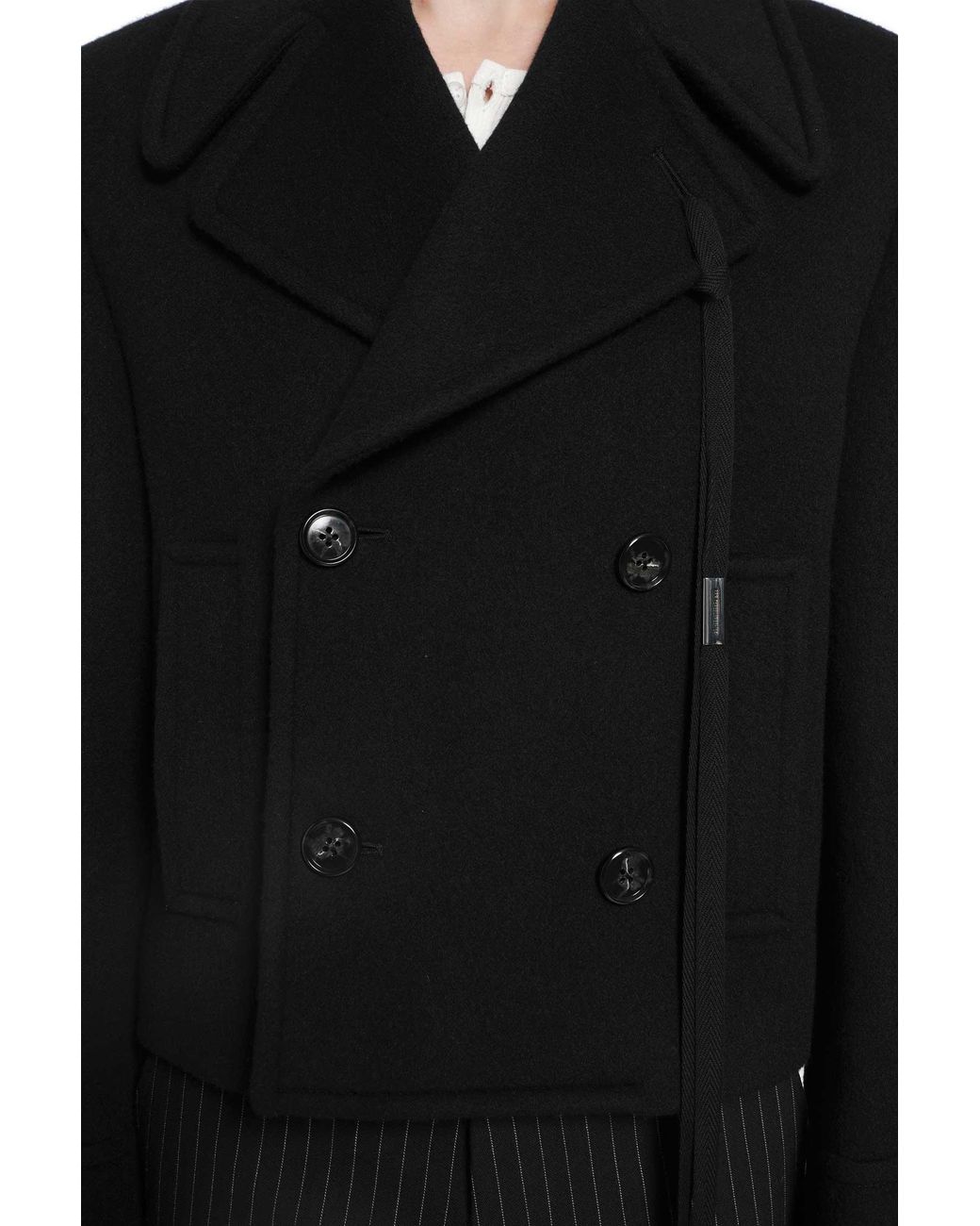 Ann Demeulemeester Black Dalmar Double-Breasted Short Caban for men
