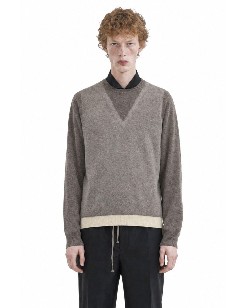 Maison Margiela Gray Fused Knit Wool Crewneck Sweater for men