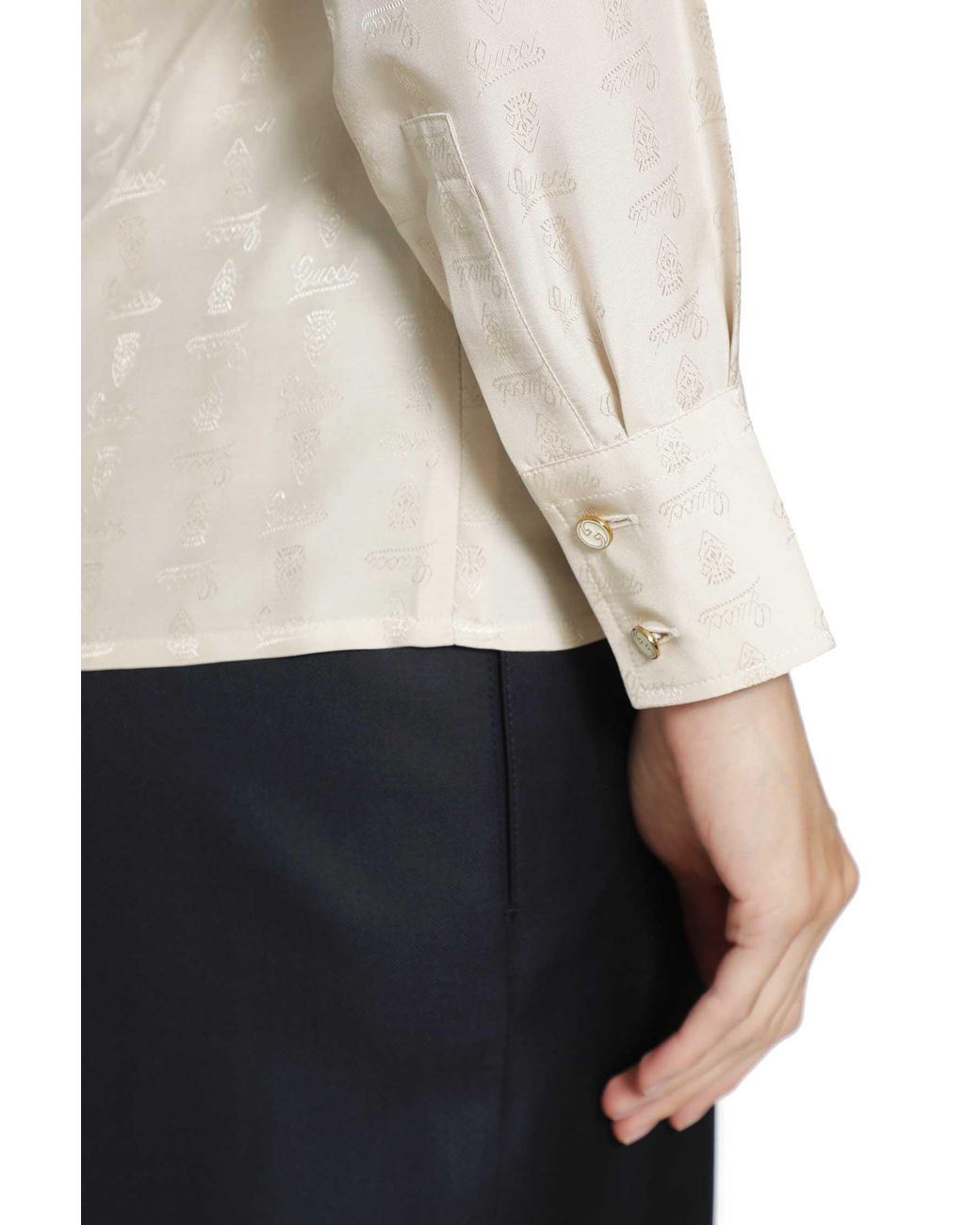 Gucci Natural Habotai Jacquard Shirt