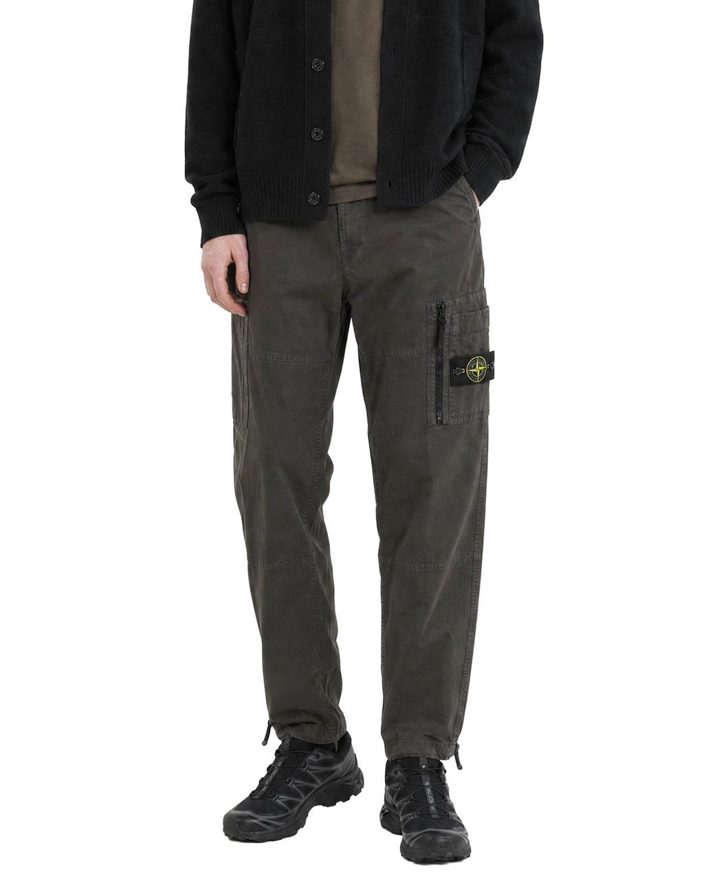 Stone Island Black 3100015 Cotton Ripstop Cargo Pants for men