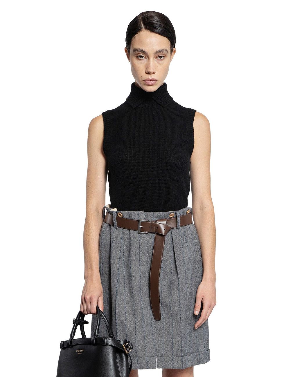 Prada Black Cashmere Turtleneck Vest