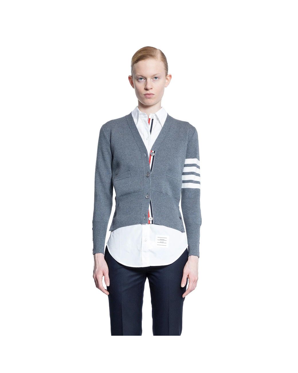 Thom Browne Blue Wool 4-Bar V-Neck Cardigan