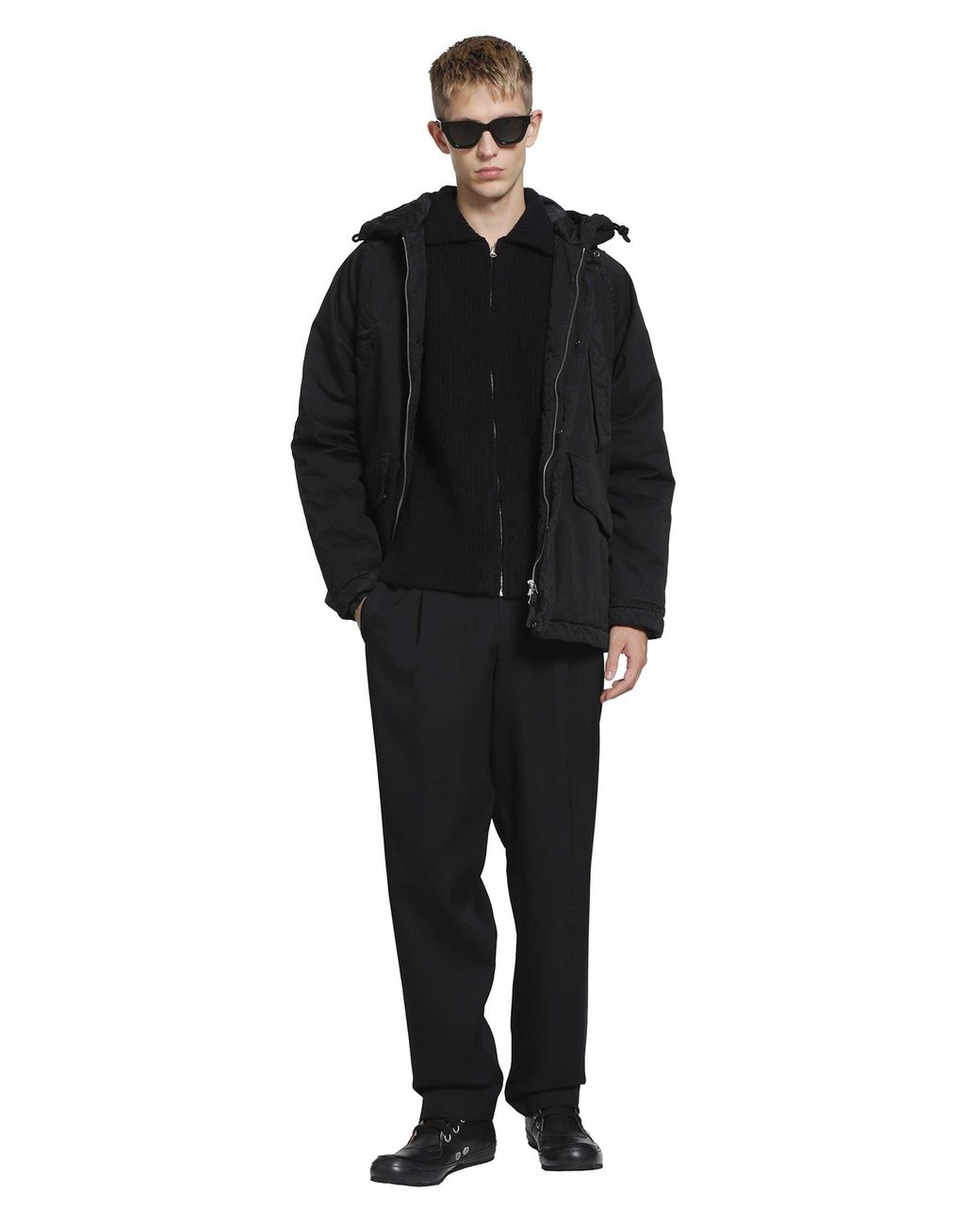 Massimo Osti Studio Black Felted Cardigan for men