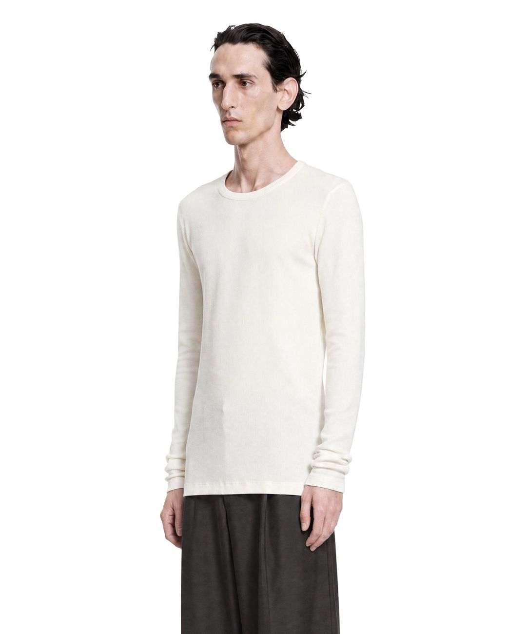 Lemaire White Long Sleeve Ribbed Tee for men