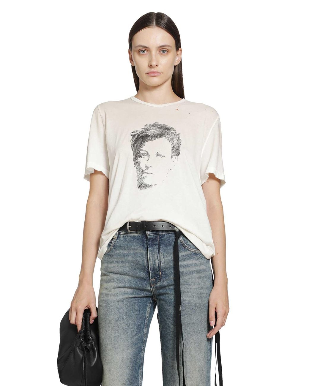 Ann Demeulemeester White Fanie 'Portrait' Standard Fit T-Shirt