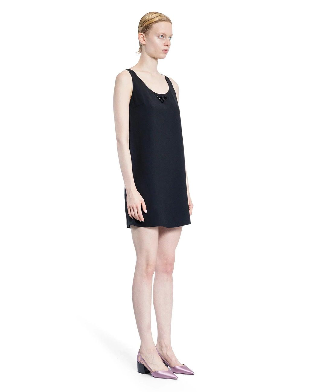 Prada Blue Sablé Slip Dress