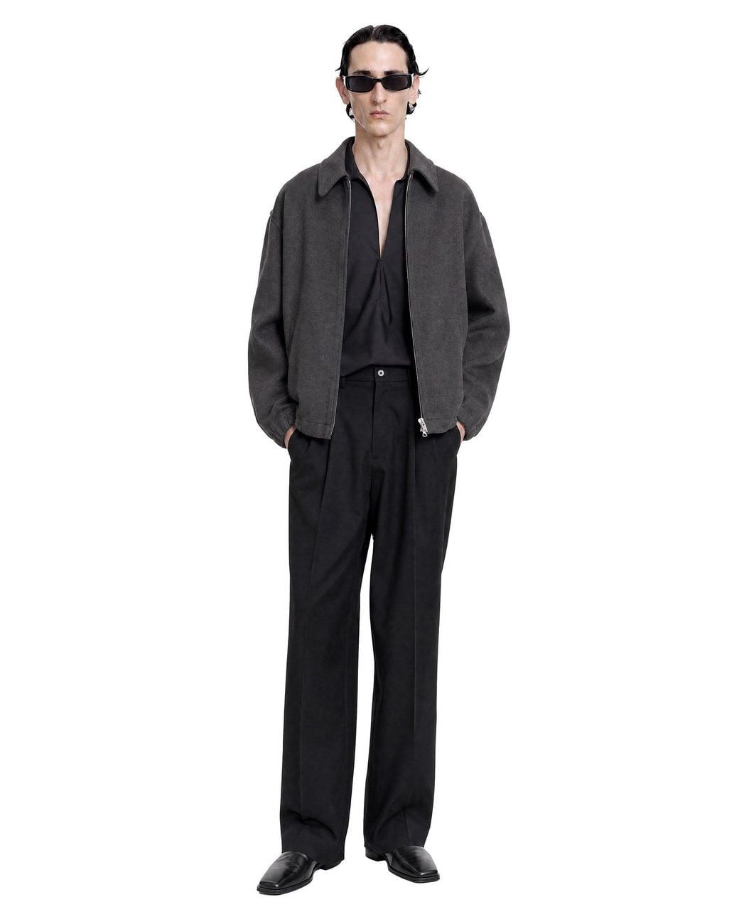 Ssstein Black Double Face Cloth Zip Jacket for men