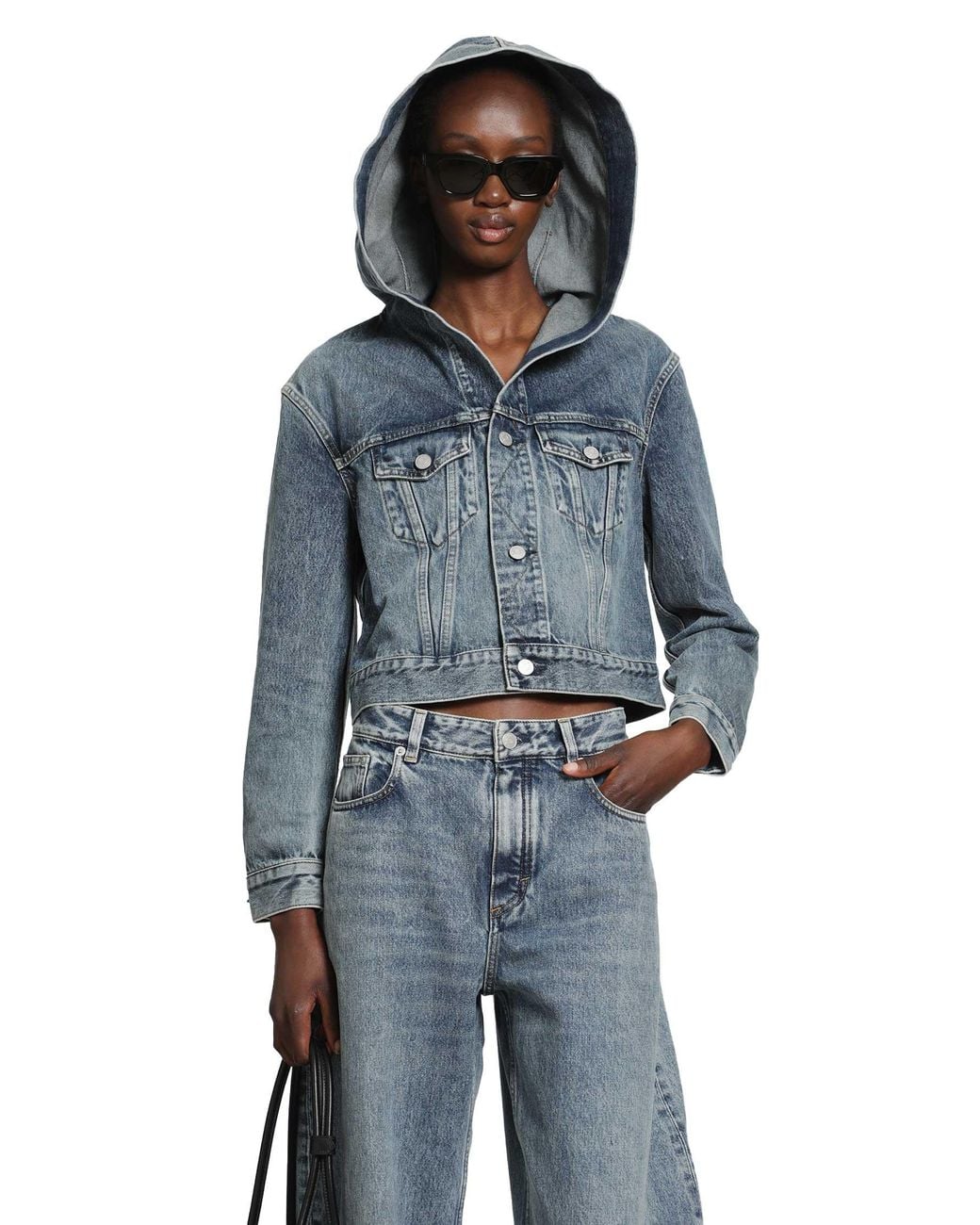 Alaïa Blue Hooded Denim Jacket