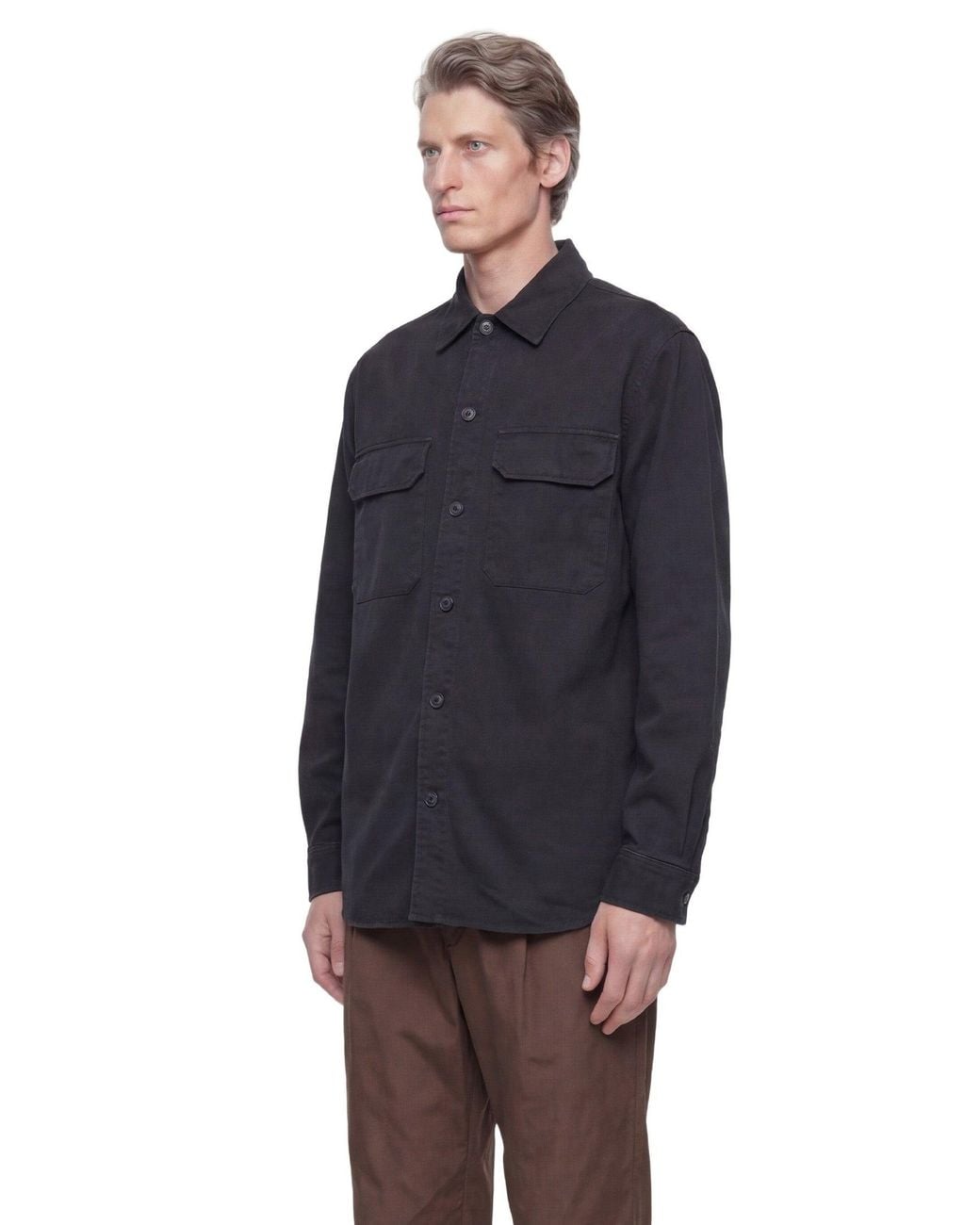 White Sand Blue Cotton Overshirt for men