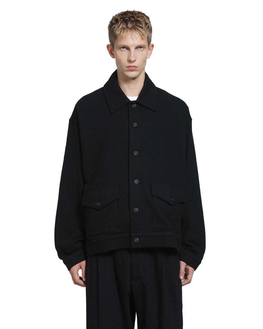 Yohji Yamamoto Black Stand Collar Blouson for men