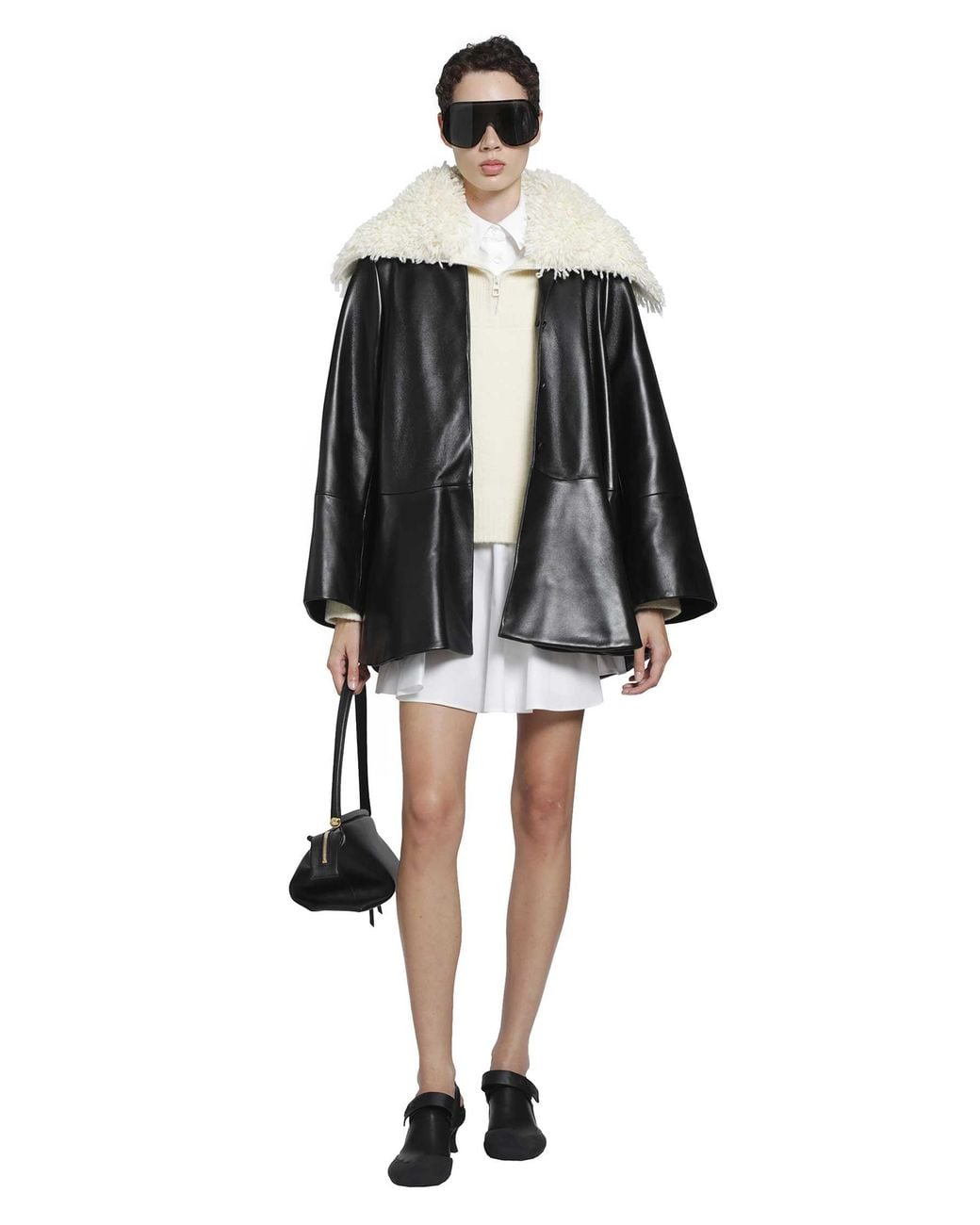 Loewe White Wool Blend Zip-Up Sweater