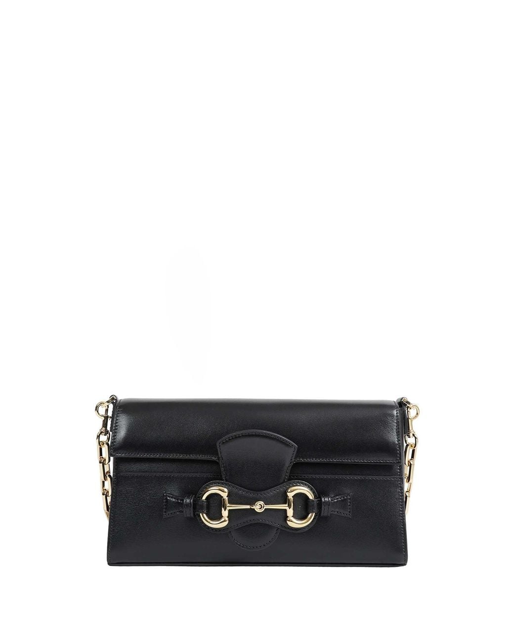 Gucci Black Horsebit Ristretto Medium Shoulder Bag