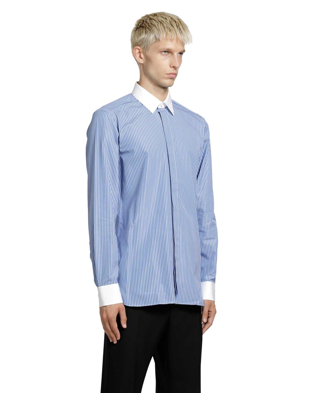 Tom Ford Blue Poplin Stripe Classic Fit Shirt for men