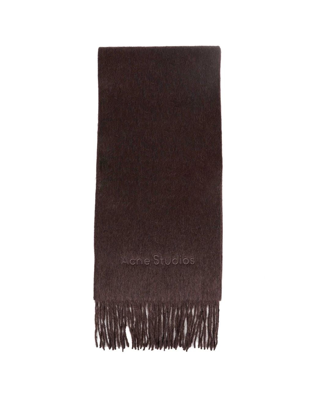 Acne Brown Alpaca Wool Logo Scarf for men