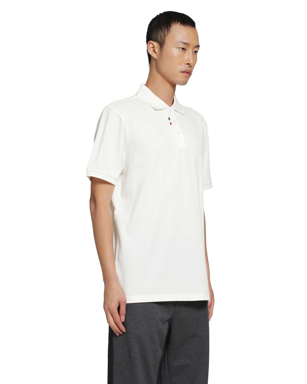 Moncler White Cotton Piquet Polo Shirt for men