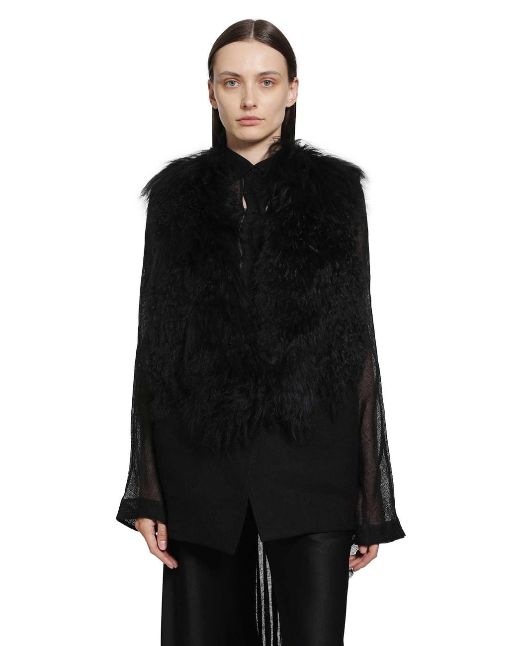 Yehuafan Black Fur Jacket