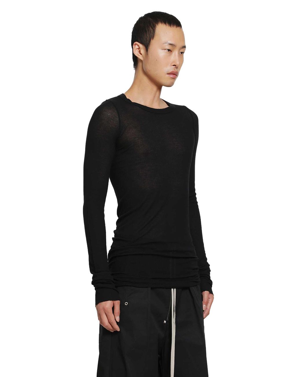 Rick Owens Black Tower Rib Ls T for men