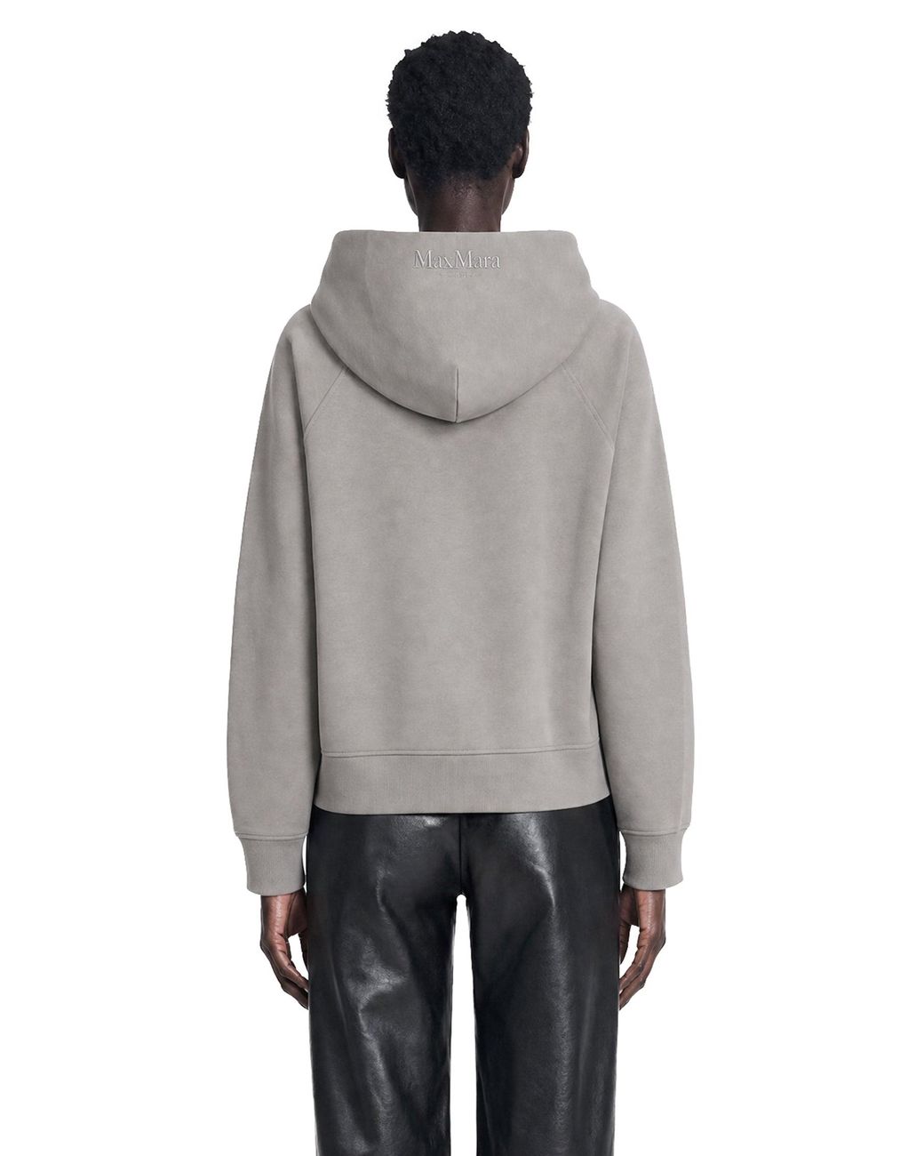 Max Mara Gray Technical Cotton Zip-Up Hoodie