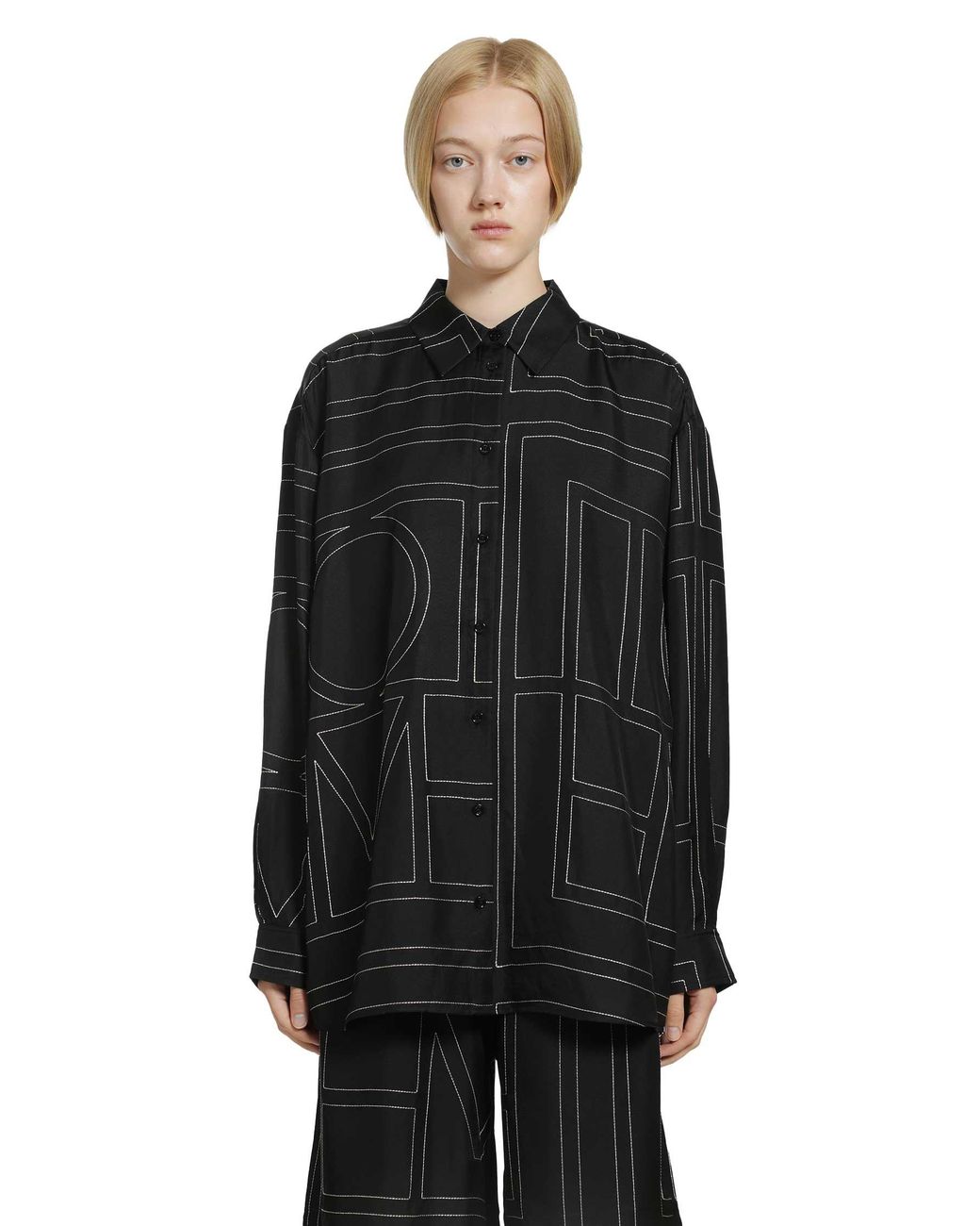 Totême Black Classic Embroidered Shirt
