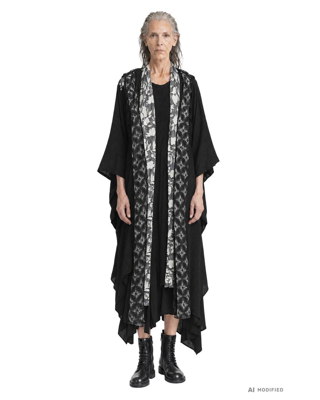 Yohji Yamamoto Black Layered Collar Long Coat