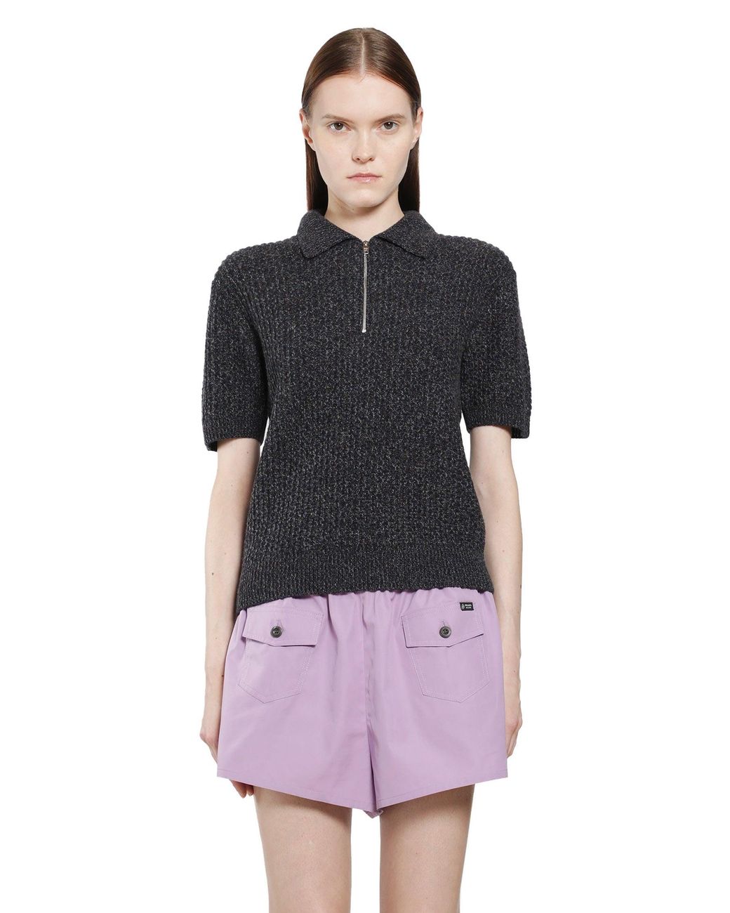 Prada Black Wool Cashmere Knit Polo