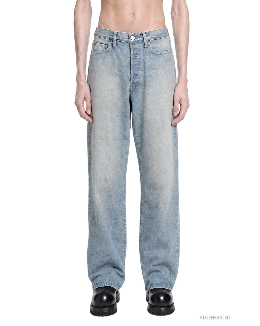 Ssstein Blue Loose Denim Pants for men