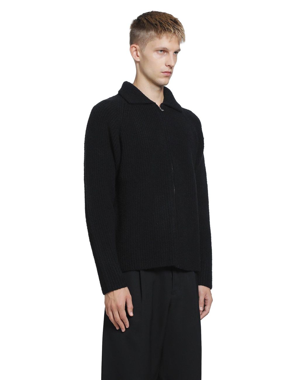 Massimo Osti Studio Black Felted Cardigan for men