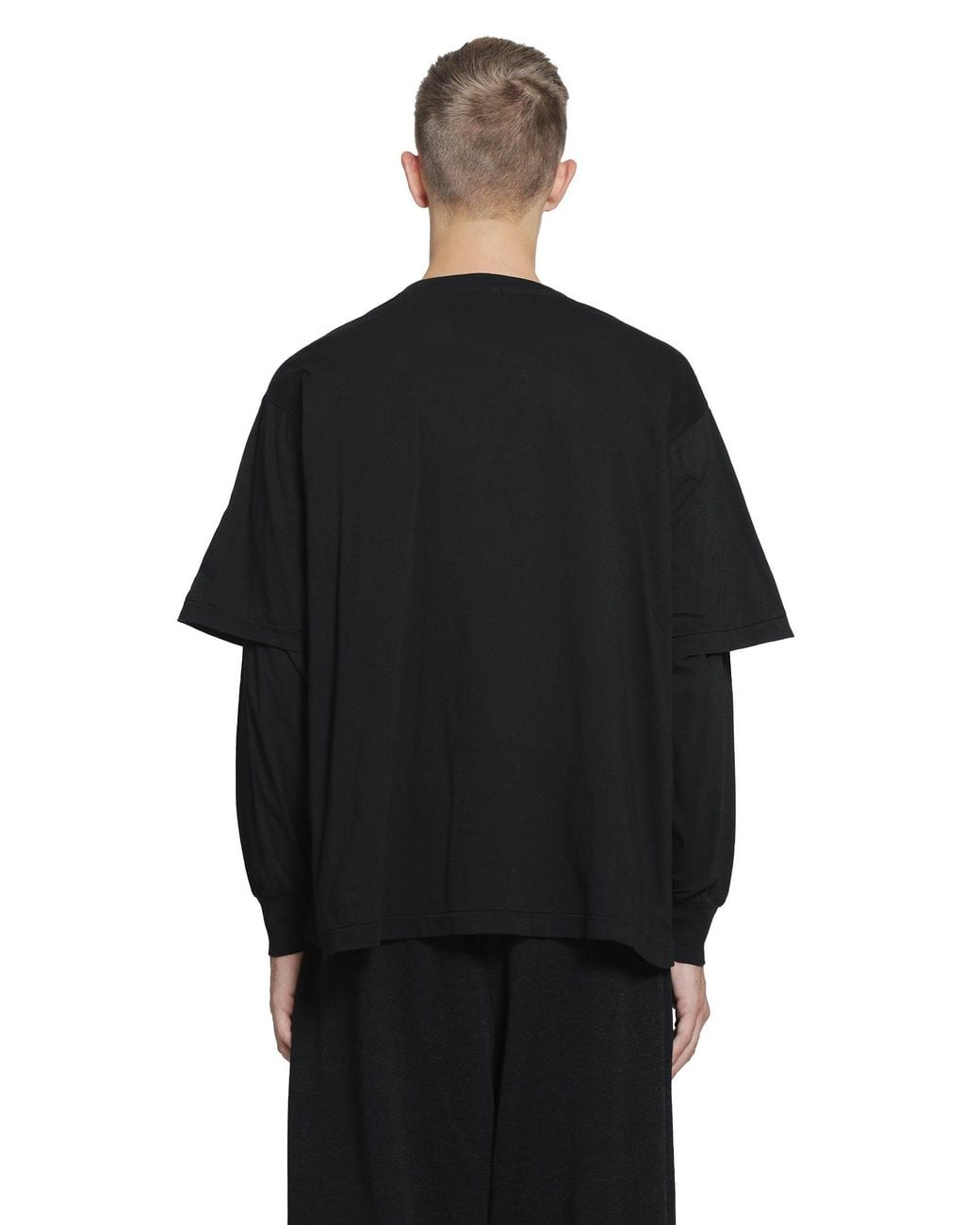 Comoli Black Thin Cotton Layered T-Shirt for men