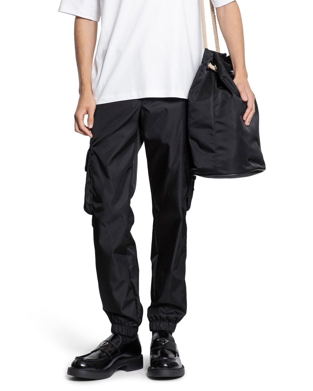 Prada Black Re-Nylon Cargo Trousers for men