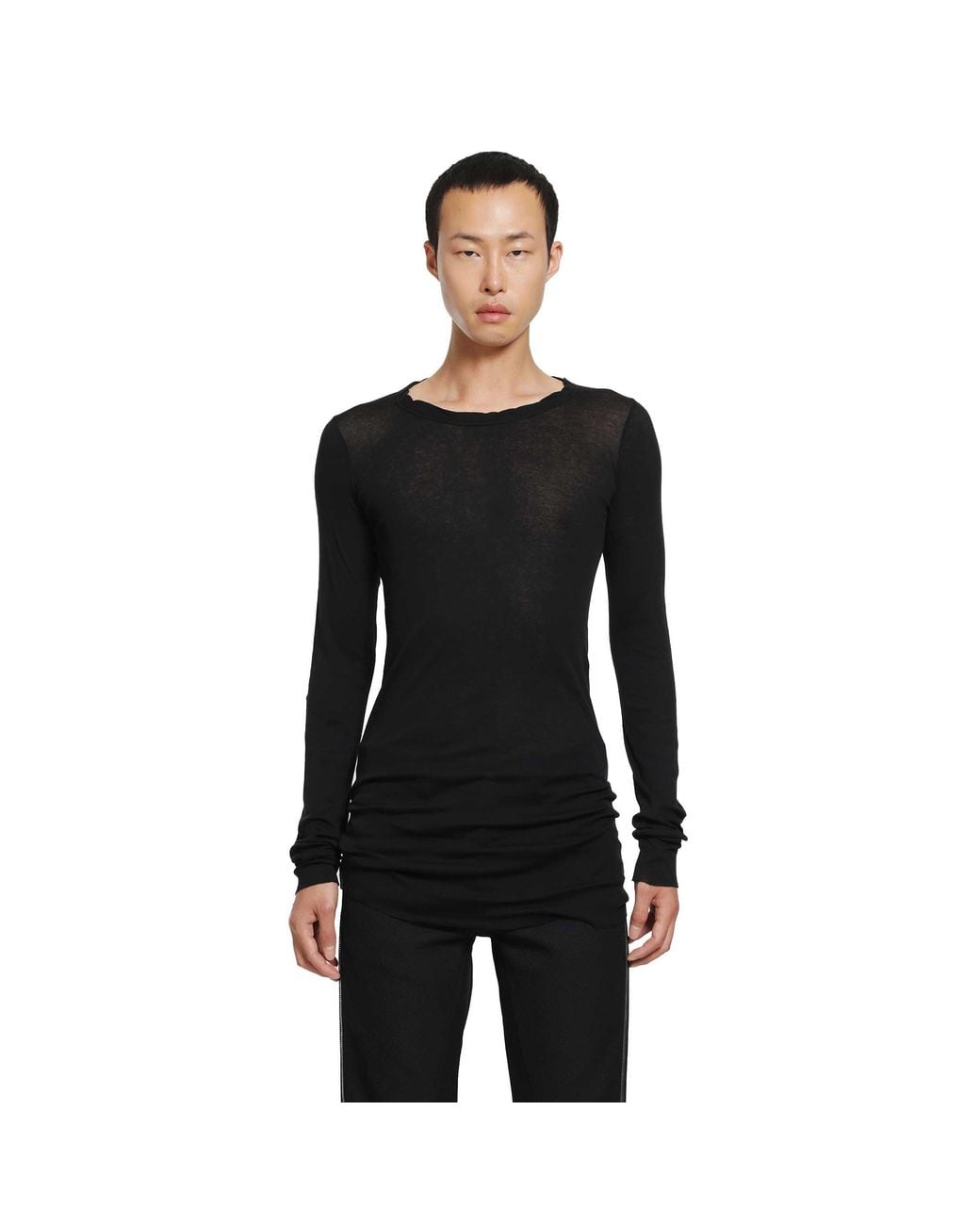 Rick Owens Black Tower Rib Ls T for men