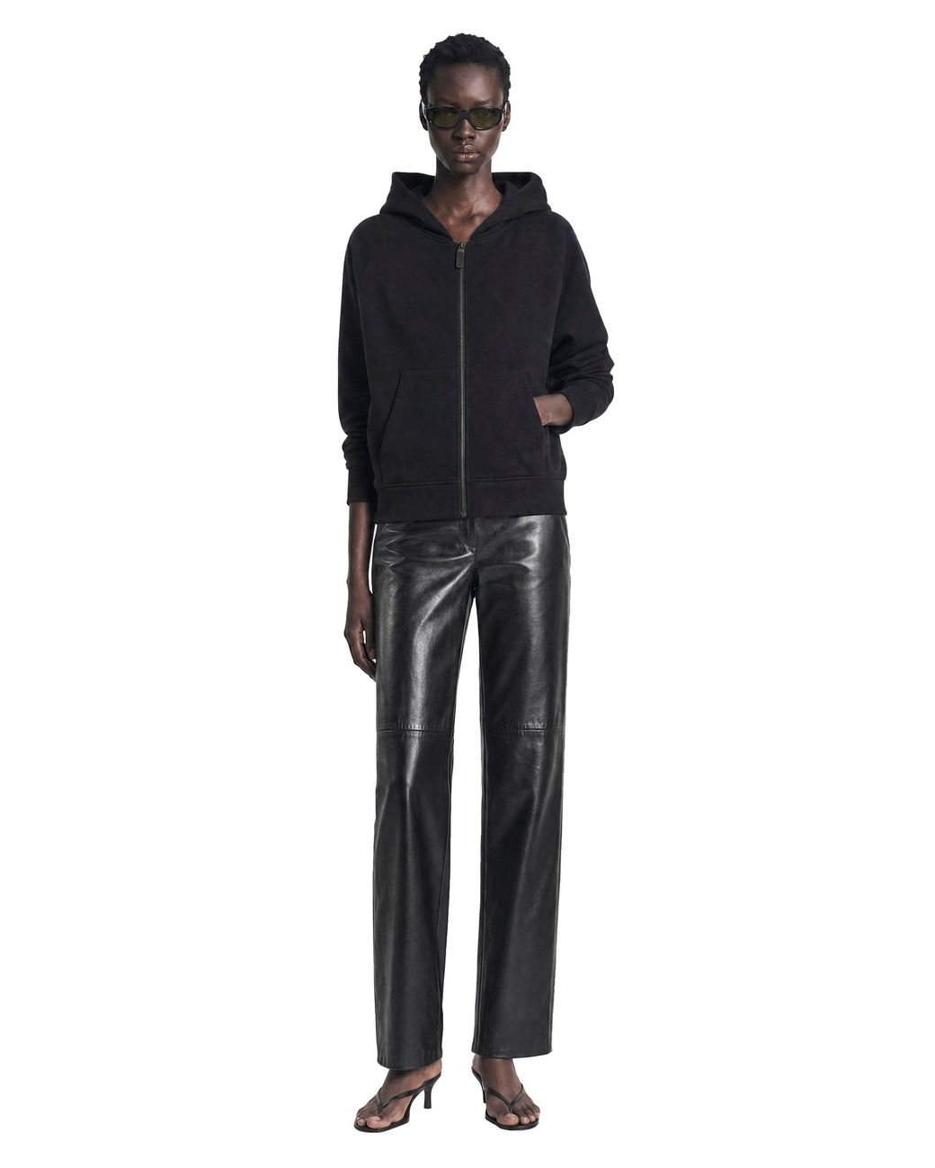 Max Mara Black Technical Cotton Zip-Up Hoodie