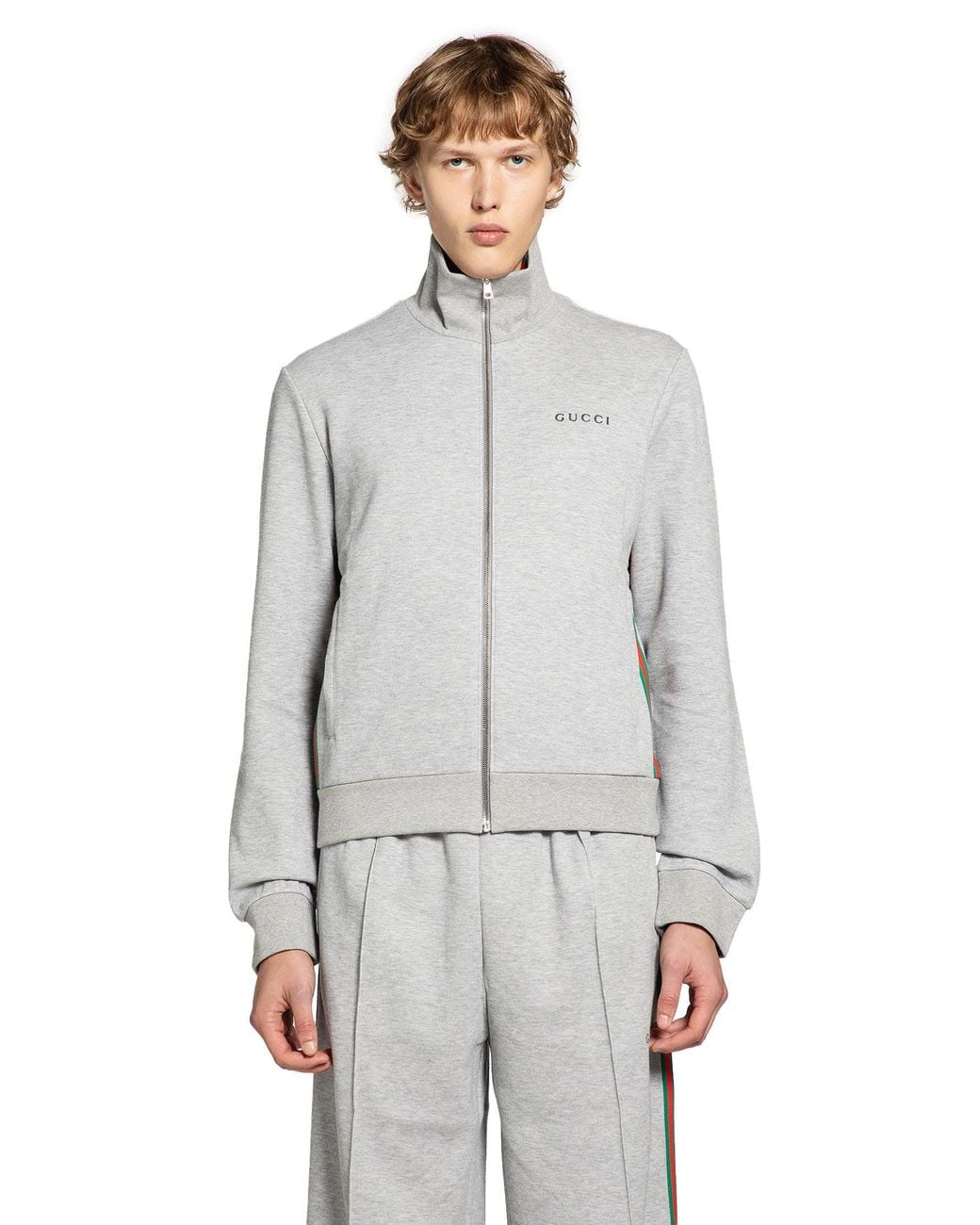 Gucci Piqué Track Jacket in Gray for Men | Lyst