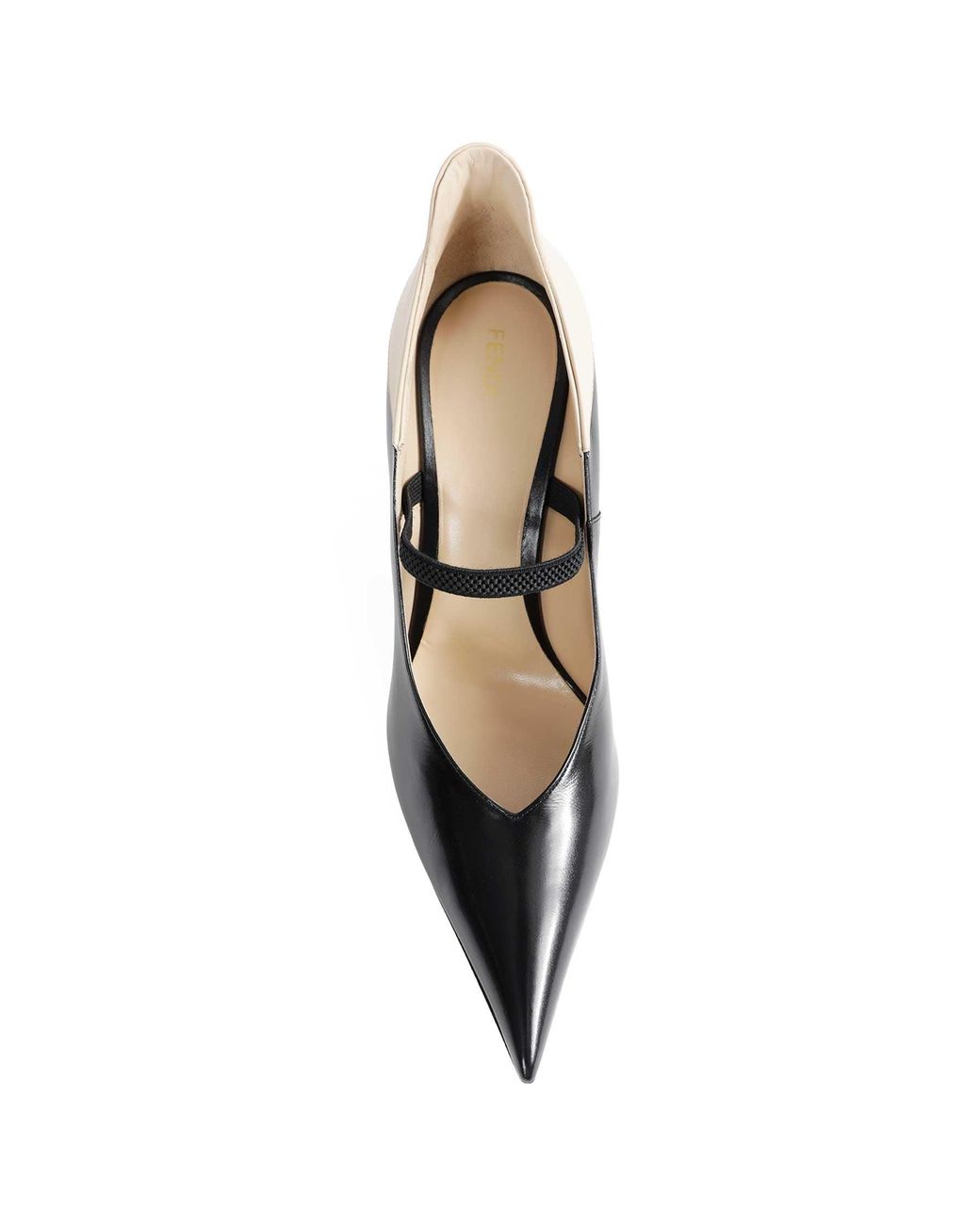 Fendi Black Nude Leather Court Shoes