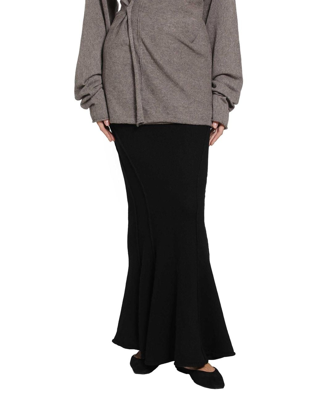 Yehuafan Black Yak Knit Long Skirt