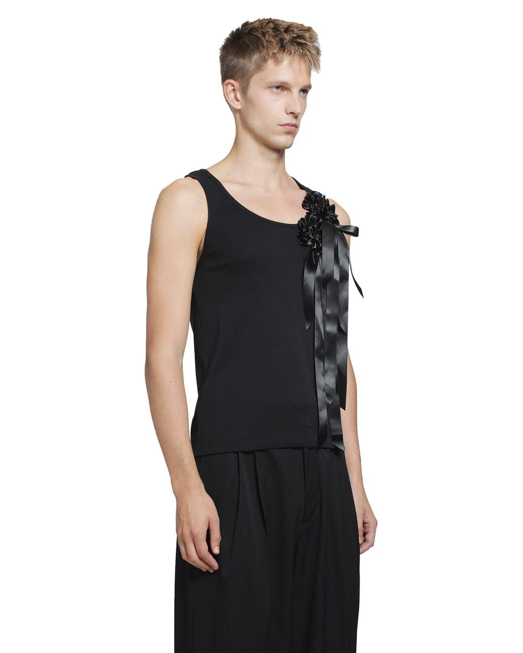 Simone Rocha Black Ribbon Rosette Boy Tank for men