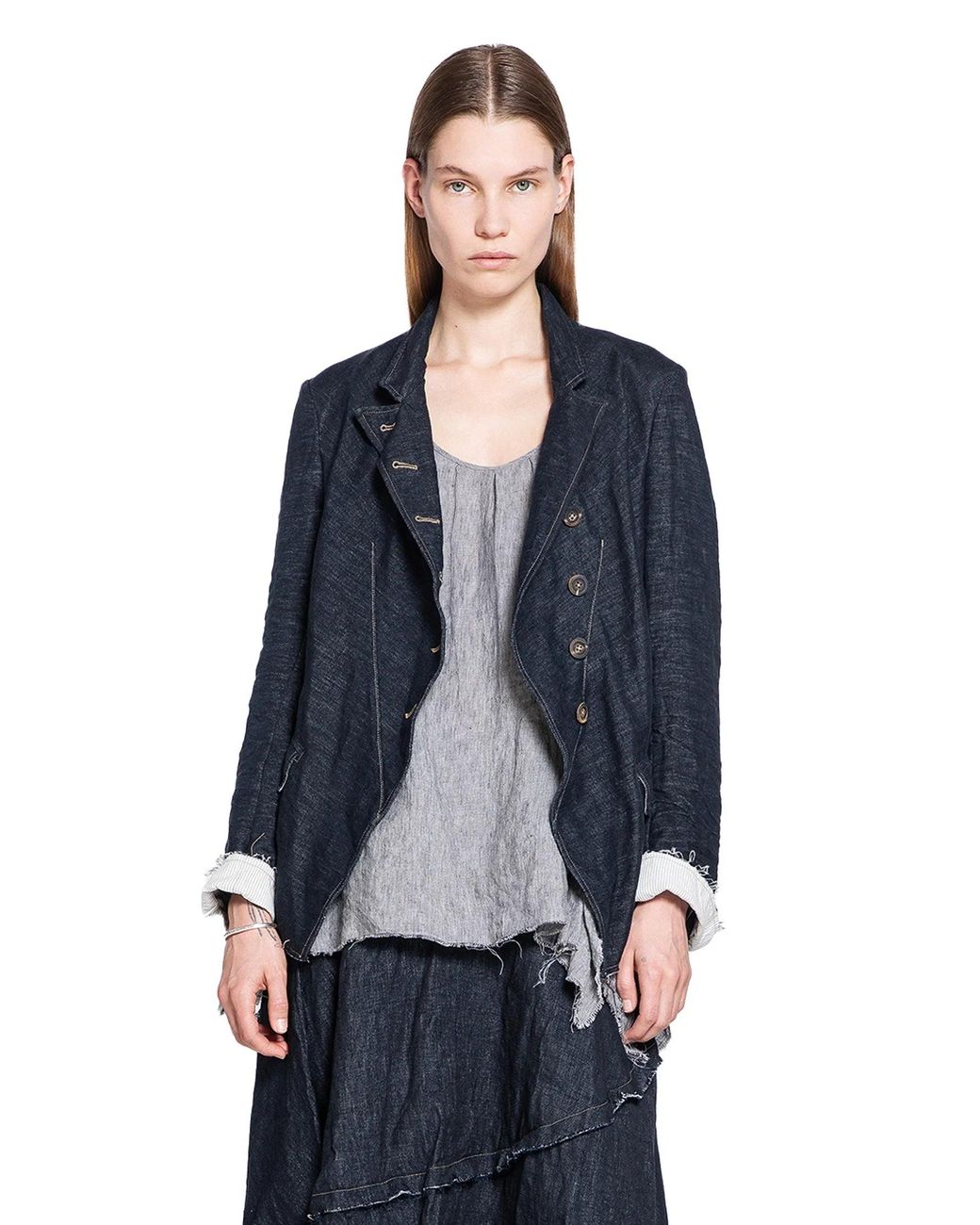 Forme D'expression Blue 1/2 Linen Cutaway Jjcket