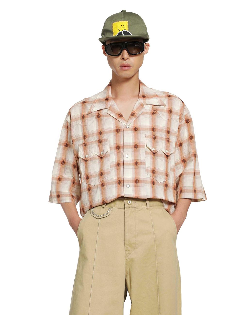 Kapital Pink Thunderbird Shadow Check Western Shirt for men