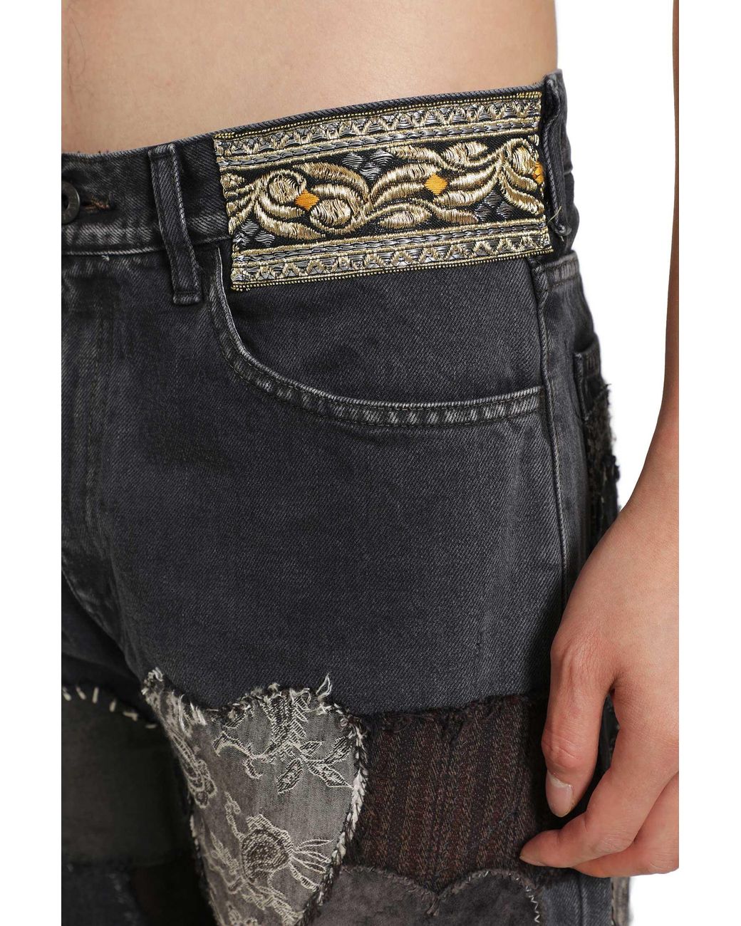 Kapital Black 14Oz X Denim 5P Rat Flare Pants for men